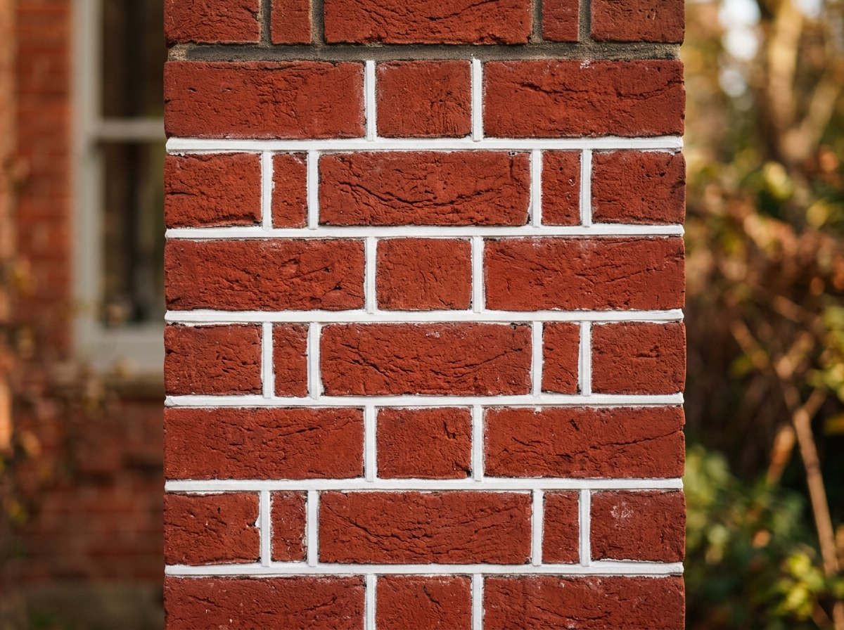 Beautifully tuckpointed brick wall after restoration